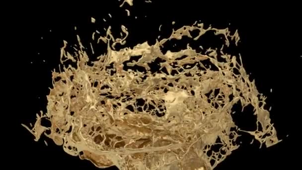 Grande Fontaine Éclaboussures Liquide Ralenti Isolée Sur Fond Noir — Video