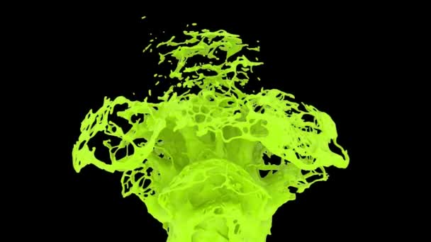 Fontana Vernice Verde Chiaro Spruzzi Super Slow Motion Isolato Sfondo — Video Stock