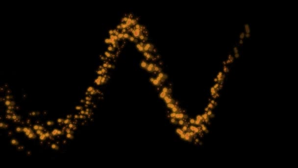 Partículas Amarelas Alaranjadas Brilhantes Que Fluem Movimento Ondulado Sobre Fundo — Vídeo de Stock