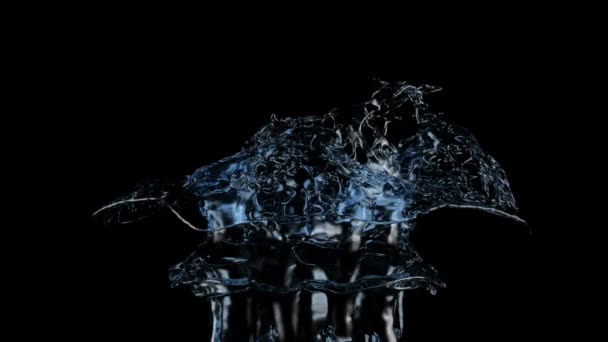 Fuente Agua Azul Cámara Lenta Aislada Negro — Vídeos de Stock