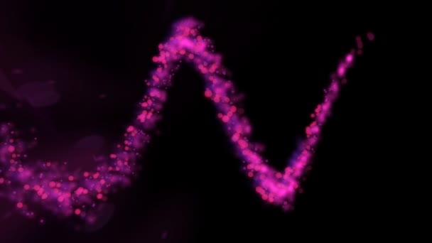 Magisk Partikel Svärm Rosa Violetta Färger Svart Bakgrund — Stockvideo