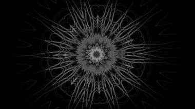 Mistik bir çiçek hipnotize mandala arka plan, siyah arka plan üzerinde izole. 