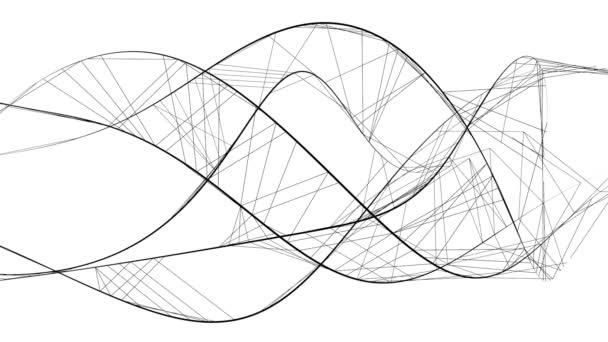 Sfondo Grafico Senza Cuciture Linee Nere Fluenti Bianco — Video Stock