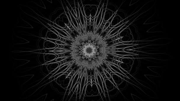 Hypnotiserende Mandala Achtergrond Van Een Mystieke Bloem Geïsoleerd Zwarte Achtergrond — Stockvideo