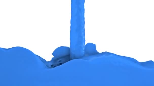 Pintura Azul Llena Pantalla Aislado Blanco — Vídeo de stock