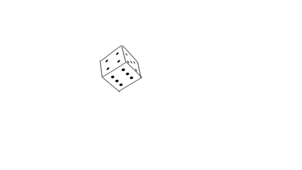 Sketch Cartoon Big White Dice Falling Jumping Still Isolated White — Stock Video