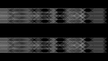 Grafik stilinde akan geometrik desen, siyah arka plan.