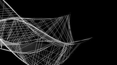 Dalgalı akan beyaz çizgilerin soyut arka planı, siyah üzerinde izole