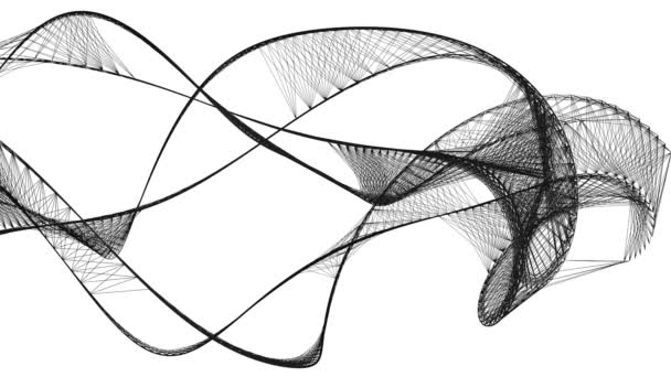 抽象流动的黑色线条的时尚图形背景 在白色上隔离 — 图库视频影像