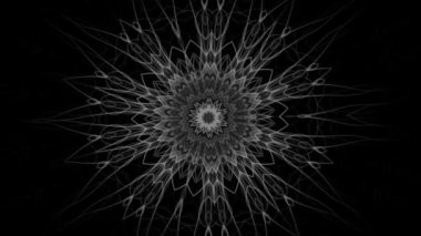 Güzel çiçek süsü sorunsuz döngü, siyah arka plan üzerinde izole