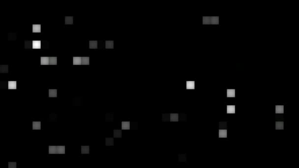运动中野生闪烁的白色方块的抽象图形背景 — 图库视频影像