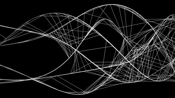 Fließende Weiße Linien Abstrakter Grafischer Hintergrund Auf Schwarz — Stockvideo