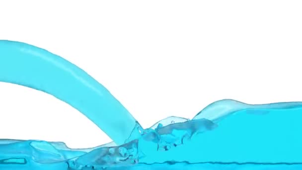 Água Azul Clara Enche Tela Isolada Branco — Vídeo de Stock