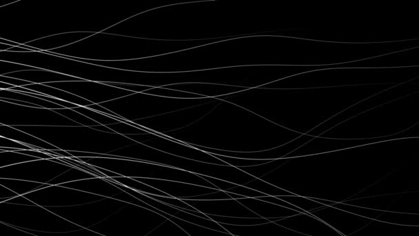动态波运动中流动线条的图形背景 黑色上的白色 — 图库视频影像