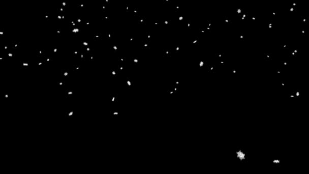 Slowly Falling Snow Black Background Seamless Animation — Stock Video