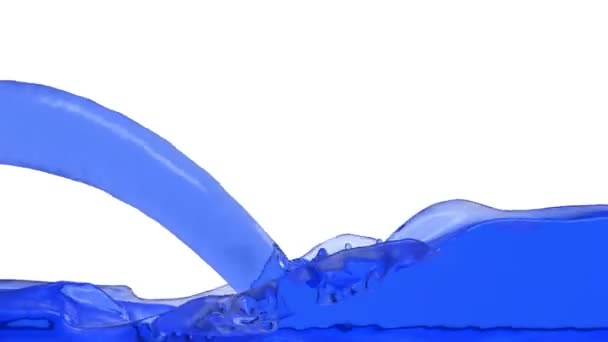 Schermo Blu Riempimento Dell Acqua Isolato Bianco — Video Stock