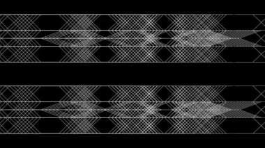 Grafik stilinde akan geometrik desen, siyah arka plan.