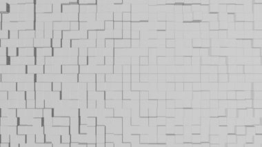 Hareket halindeki küçük küplerin geometrik beyaz arka planı