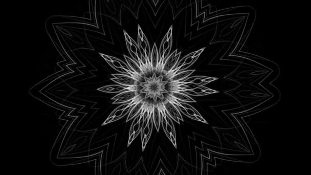 Güzel Mistik Çiçek Mandala Siyah Beyaz Arka Plan — Stok video