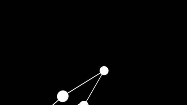 Abstrakcyjna Sieć Połączonych Białych Punktów Ruchu Izolowana Czarno — Wideo stockowe