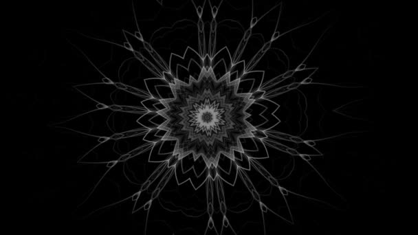 Mystic Flower Ornament Naadloze Looping Geïsoleerd Zwarte Achtergrond — Stockvideo