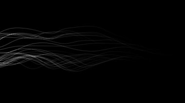 Hareket halindeki ince dalgalı çizgilerin minimalist arka planı - siyah üzerinde beyaz. 