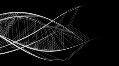 Siyah arka plan üzerinde izole akan beyaz çizgilerin soyut grafik yapısı.