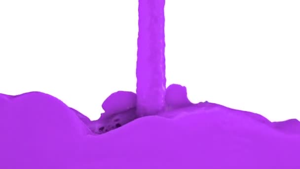 Фиолетовая Краска Заполняет Экран Изолированный Белом — стоковое видео