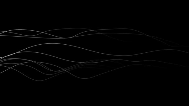 细波浪线背景 白色在黑色 — 图库视频影像