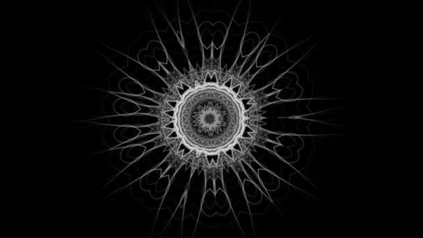 Изменчивый Рисунок Круглого Цветка Замкнутый Изолированный Чёрном Фоне — стоковое видео