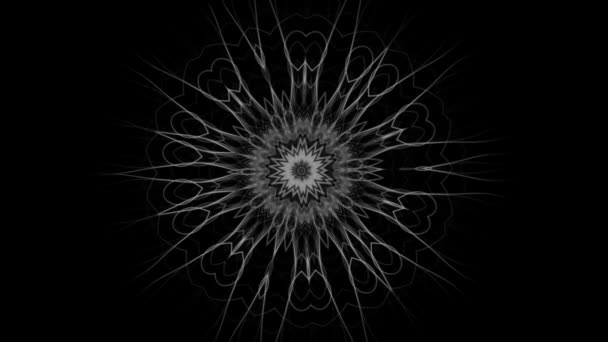 Зміна Мандали Круглого Цвітіння Ізольовані Чорному Тлі — стокове відео