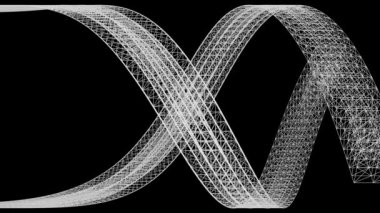 Dalgalı hareketle akan soyut beyaz grafik şerit, siyah izole