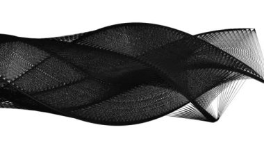 Soyut tasarım arka plan - akan hareket kavisli siyah yapılar, beyaz izole.