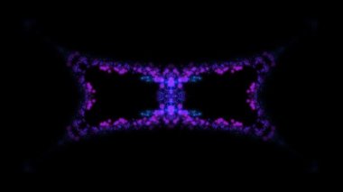 Kaleydoskopik tarzda mor ve mavi parçacıkların soyut arka plan, siyah. 