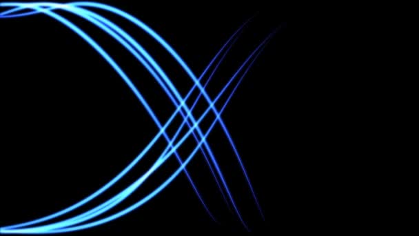 蓝色发光线 宽弯曲运动从一侧流向另一侧 — 图库视频影像