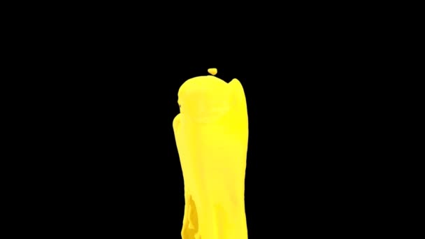 Yellow Paint Splashing Abstract Dynamic Motion Screen Isolated Black Background — Stock Video