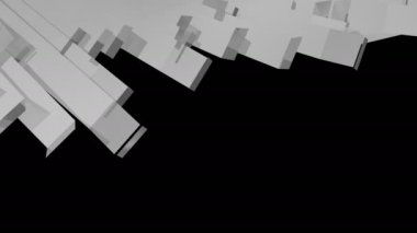 Çapraz olarak ortaya çıkan ve büyük bükümlü metal elementlerin arka plan animasyonu - soldan sağa - siyah üzerinde izole. 