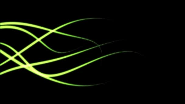 Green Glowing Lines Curved Motion Flowing One Side Other — Stock Video