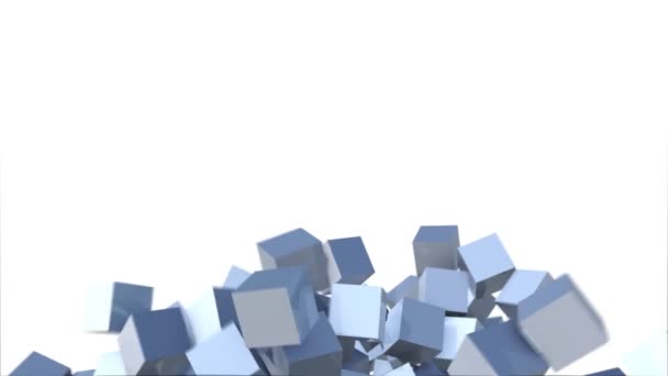 Ljusblå Kuber Abstrakt Rörelse Vit Bakgrund — Stockvideo