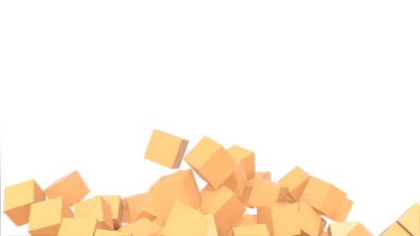 Cubos Naranjas Movimiento Abstracto Sobre Fondo Blanco — Vídeos de Stock