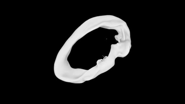 Δαχτυλίδι Της Λευκής Μπογιάς Σχηματίζει Μπάλα Απομονώνεται Μαύρο Φόντο — Αρχείο Βίντεο