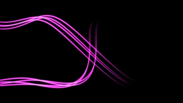 Pink Glowing Lines Abstract Motion Flowing One Side Other — Stock Video