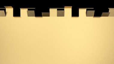 Aşağıdan yukarıya altın elementlerin ortaya çıkan arka plan animasyonu - siyah üzerinde izole