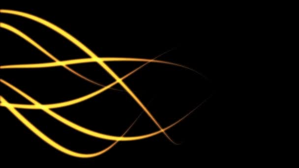 Golden Glowing Abstract Lines Black Background — Stock Video