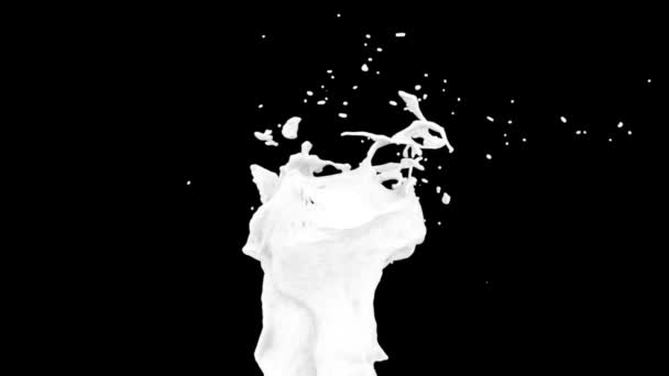 Білий Колір Сплеск Динамічному Супер Повільному Русі Ізольований Чорному — стокове відео