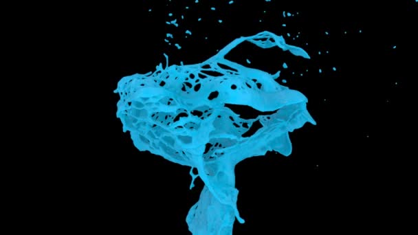 Abstract Splash Van Licht Blauwe Verf Slow Motion Geïsoleerd Zwarte — Stockvideo