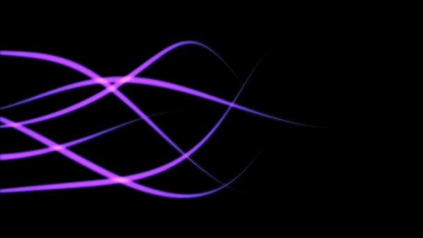 Purple Glowing Lines Wave Motion Flowing One Side Other — Stock Video