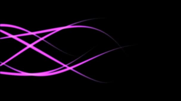 粉红色发光线在波浪运动中从一侧流向另一侧 — 图库视频影像
