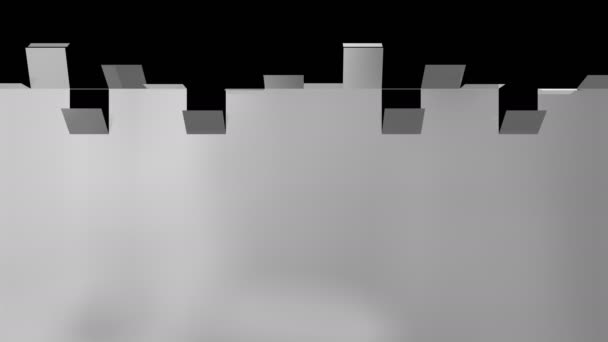 展開する金属要素の背景アニメーション 下から上へ 黒で分離 — ストック動画