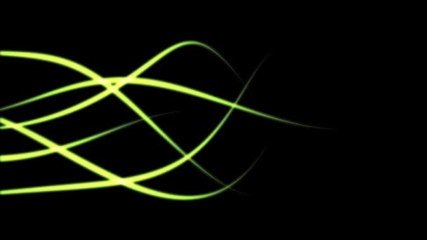 Lignes lumineuses vertes dans le mouvement des vagues qui coulent d'un côté à l'autre 